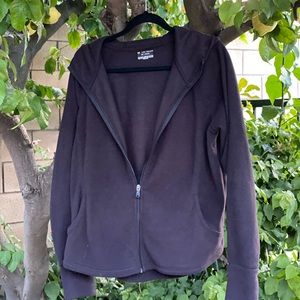 Black fuzzy sweater.